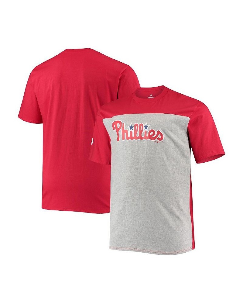 Men's Branded Red and Heathered Gray Philadelphia Phillies Big and Tall Colorblock T-shirt $31.19 T-Shirts