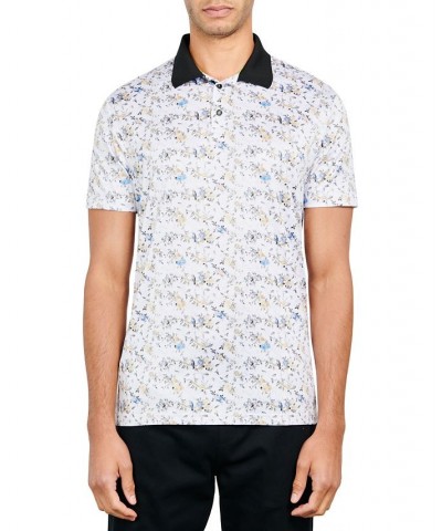 Men's Slim-Fit Floral-Print Performance Polo Shirt Gold $35.45 Polo Shirts