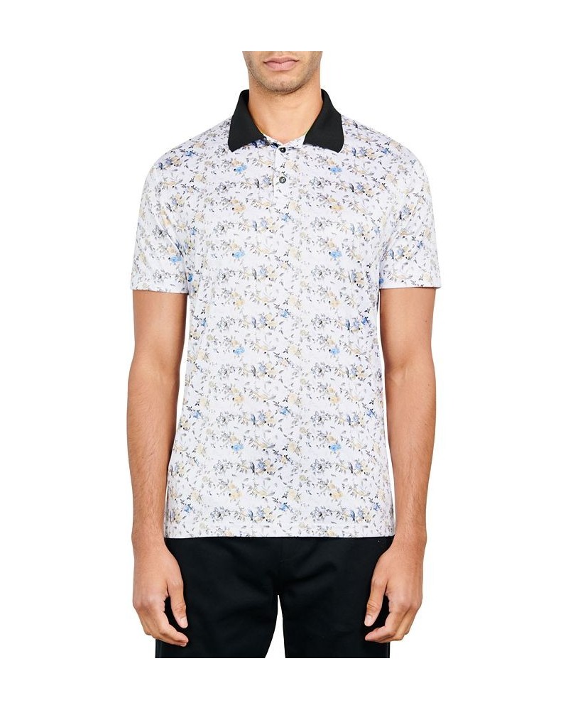 Men's Slim-Fit Floral-Print Performance Polo Shirt Gold $35.45 Polo Shirts