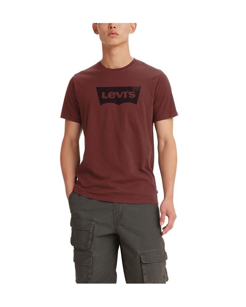 Men's Batwing Logo Graphic Crewneck T-Shirt Red $16.07 T-Shirts