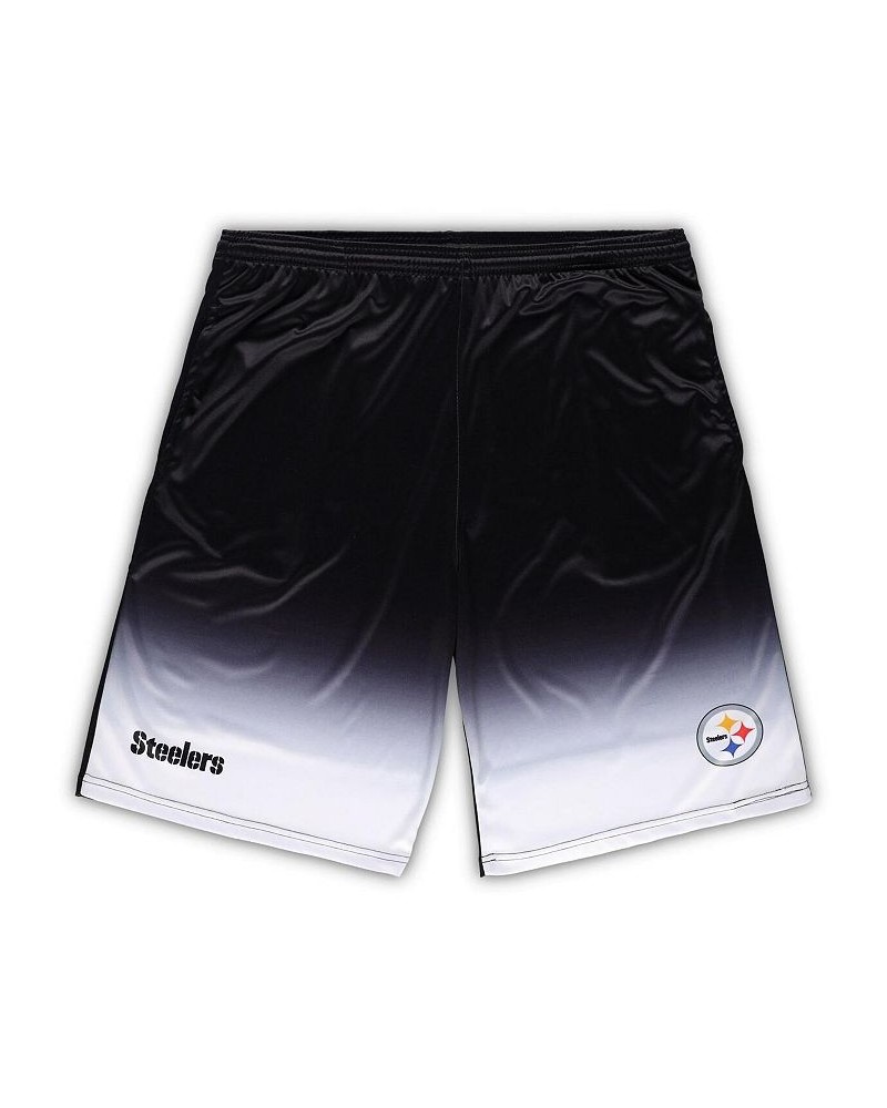 Men's Black Pittsburgh Steelers Big and Tall Faded Shorts $31.34 Shorts