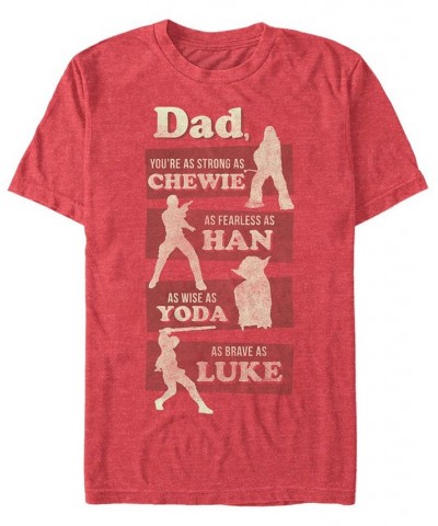 Star Wars Men's Dad Is Like Chewie Han Yoda And Luke Short Sleeve T-Shirt Red $18.54 T-Shirts