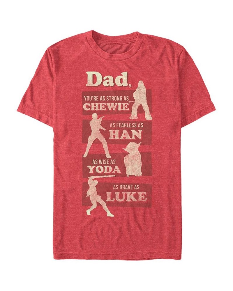 Star Wars Men's Dad Is Like Chewie Han Yoda And Luke Short Sleeve T-Shirt Red $18.54 T-Shirts