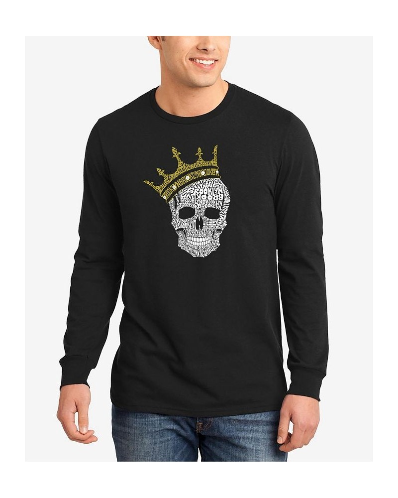 Men's Brooklyn Crown Word Art Long Sleeve T-shirt Black $17.20 T-Shirts