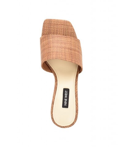 Women's Kerina Square Toe Wedge Slide Sandals Brown $45.60 Shoes
