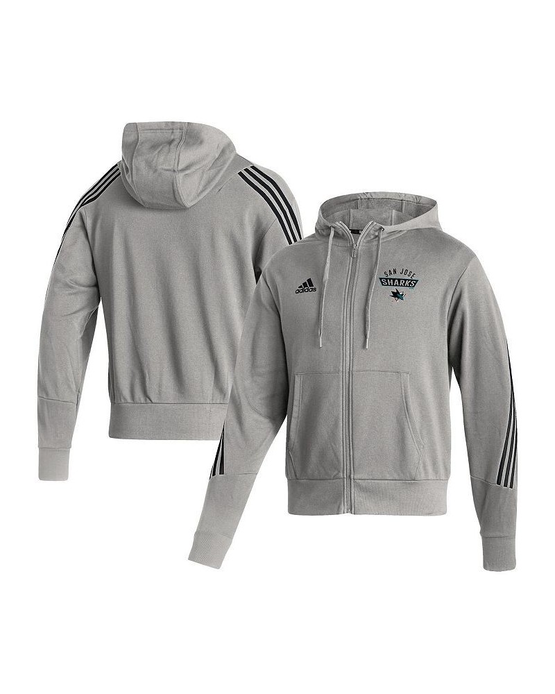 Men's Heathered Gray San Jose Sharks Fashion Full-Zip Hoodie $28.42 Sweatshirt