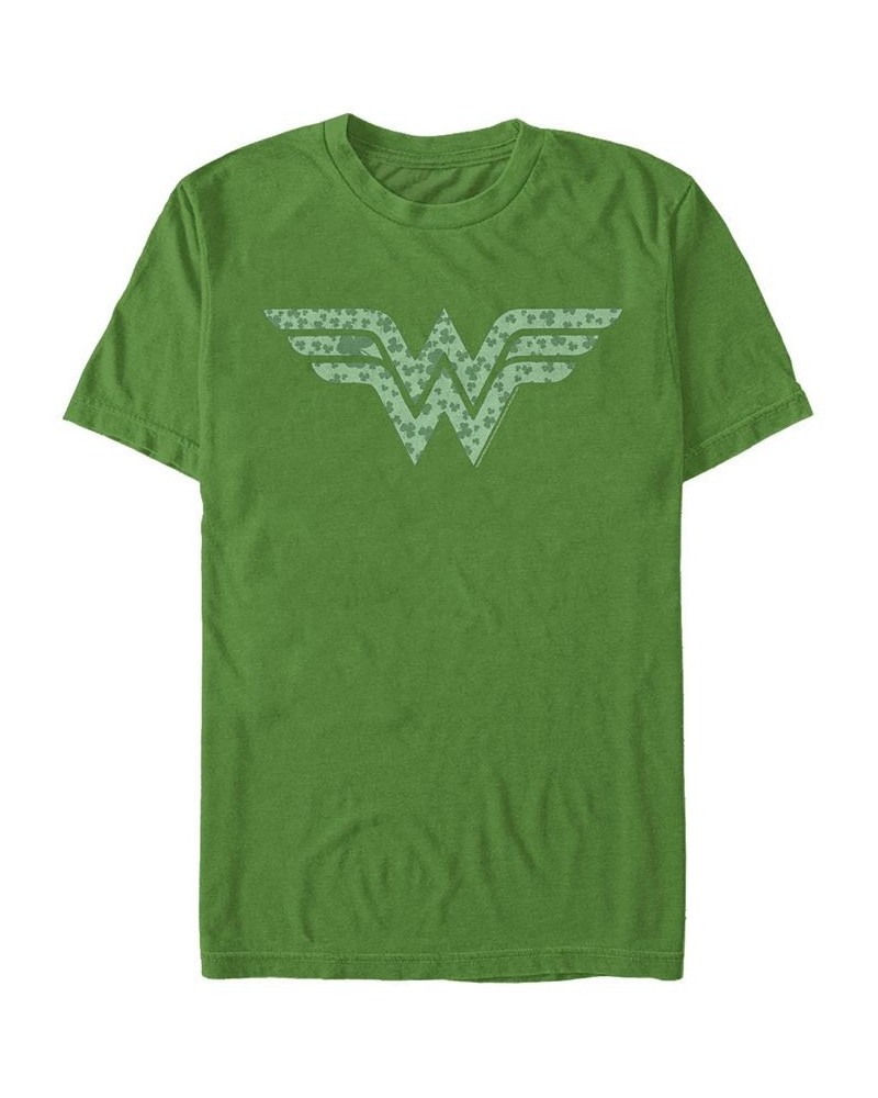 Men's Wonder Woman Shamrock Short Sleeve Crew T-shirt Green $20.64 T-Shirts