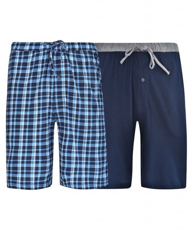Men's Knit Jam Shorts, Pack of 2 Blue Plaid/Bright Navy $16.34 Pajama