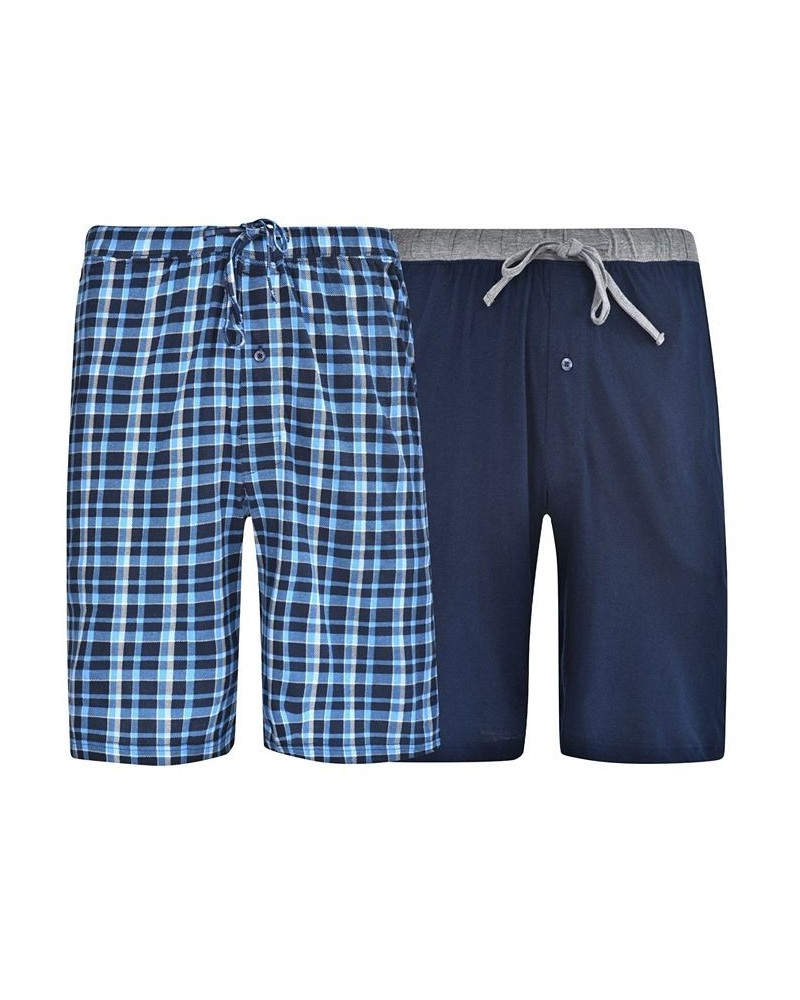 Men's Knit Jam Shorts, Pack of 2 Blue Plaid/Bright Navy $16.34 Pajama