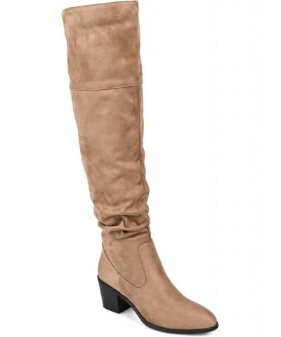 Women's Zivia Wide Calf Boots Taupe $40.80 Shoes
