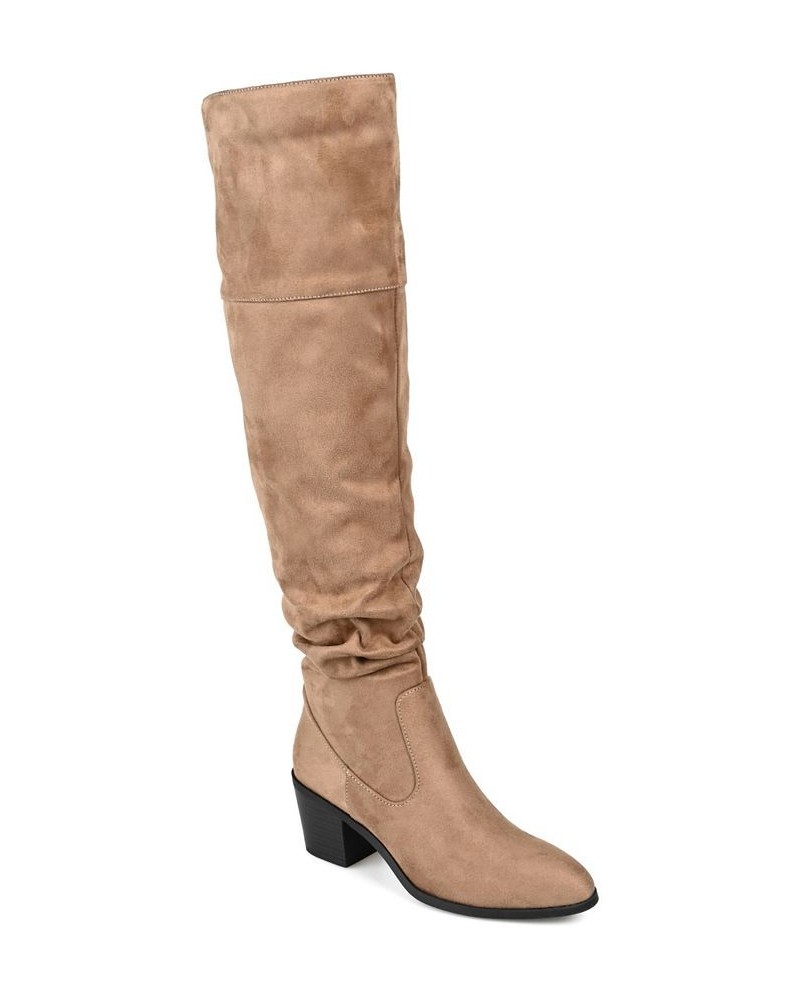 Women's Zivia Wide Calf Boots Taupe $40.80 Shoes