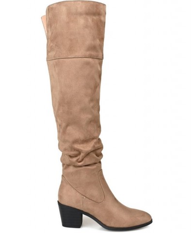 Women's Zivia Wide Calf Boots Taupe $40.80 Shoes