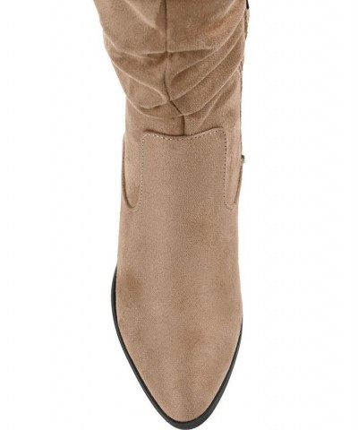 Women's Zivia Wide Calf Boots Taupe $40.80 Shoes