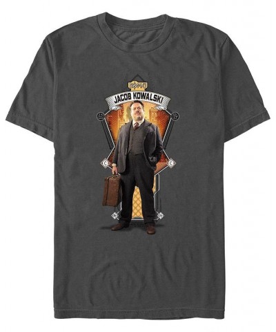 Men's Fantastic Beasts and Where to Find Them Jacob Deco Short Sleeve T-shirt Gray $18.54 T-Shirts