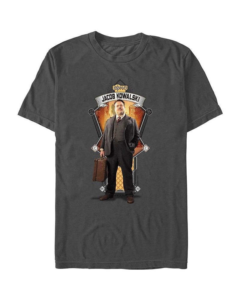 Men's Fantastic Beasts and Where to Find Them Jacob Deco Short Sleeve T-shirt Gray $18.54 T-Shirts