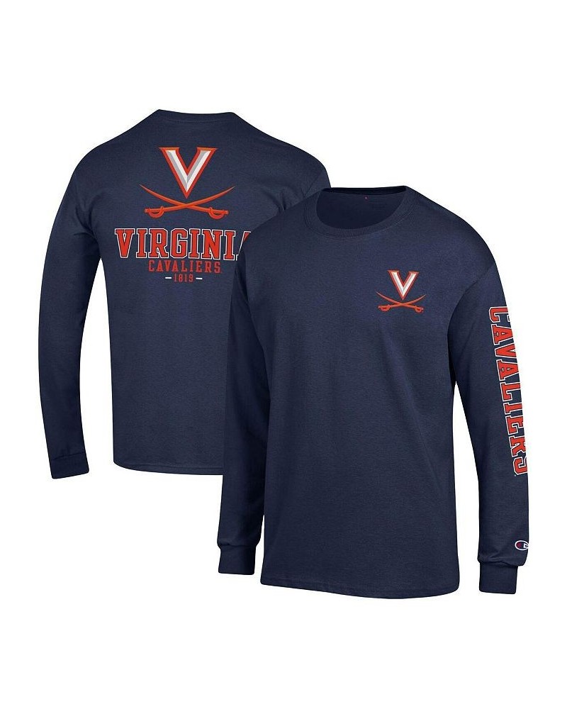 Men's Navy Virginia Cavaliers Team Stack Long Sleeve T-shirt $18.40 T-Shirts