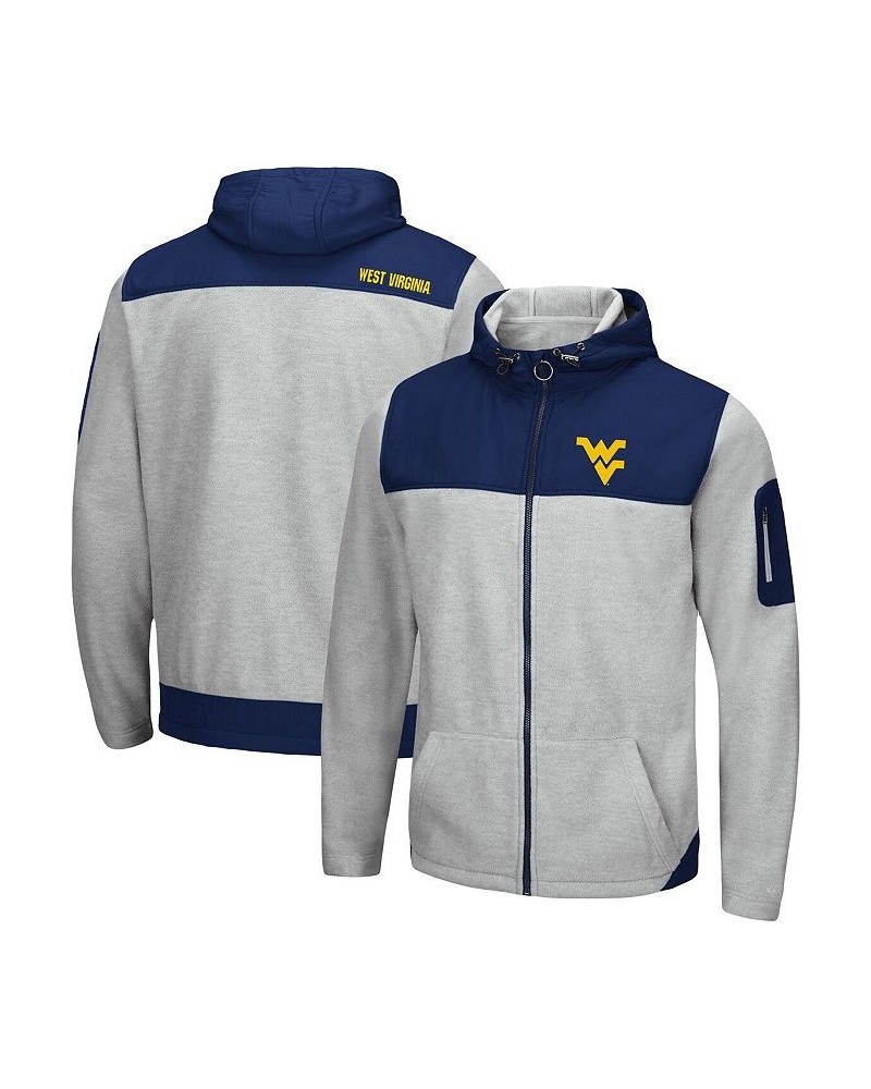 Men's Heathered Gray, Navy West Virginia Mountaineers Schwartz Full-Zip Hoodie $37.60 Sweatshirt