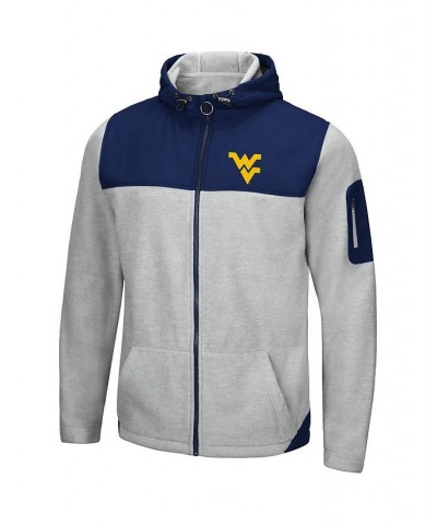 Men's Heathered Gray, Navy West Virginia Mountaineers Schwartz Full-Zip Hoodie $37.60 Sweatshirt