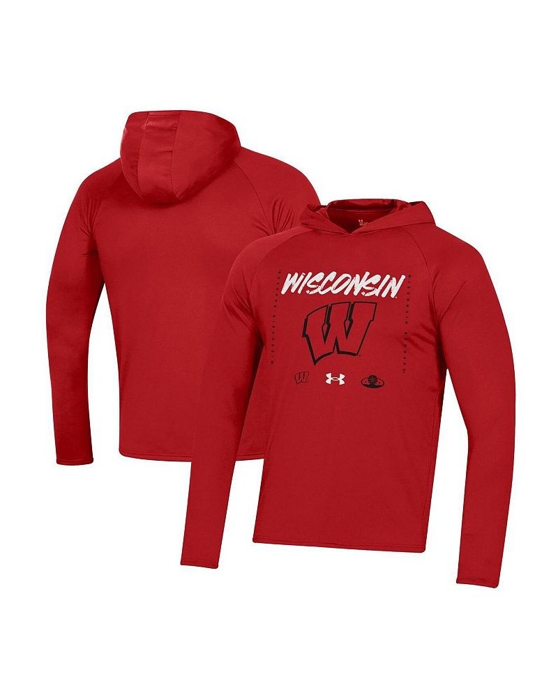 Men's Red Wisconsin Badgers On Court Shooting Long Sleeve Hoodie T-shirt $35.99 T-Shirts