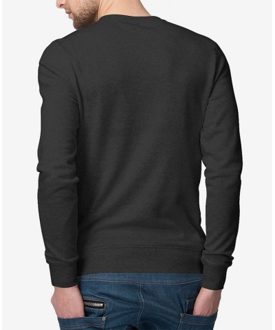 Men's Word Art Crewneck Flower Skull Sweatshirt Gray $21.00 Sweatshirt