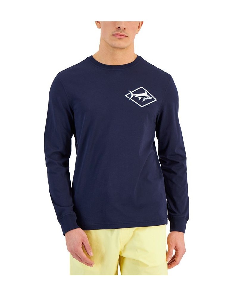 Men's Sailing Club Classic-Fit Graphic Long-Sleeve T-Shirt Blue $11.22 Shirts