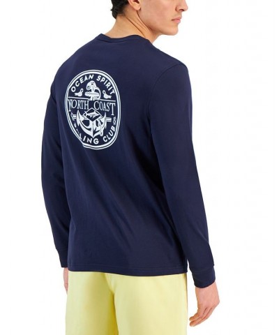 Men's Sailing Club Classic-Fit Graphic Long-Sleeve T-Shirt Blue $11.22 Shirts