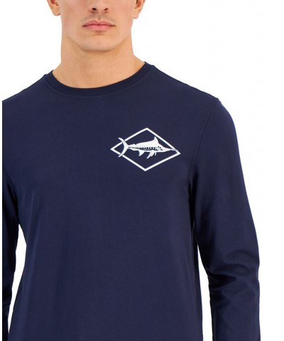 Men's Sailing Club Classic-Fit Graphic Long-Sleeve T-Shirt Blue $11.22 Shirts