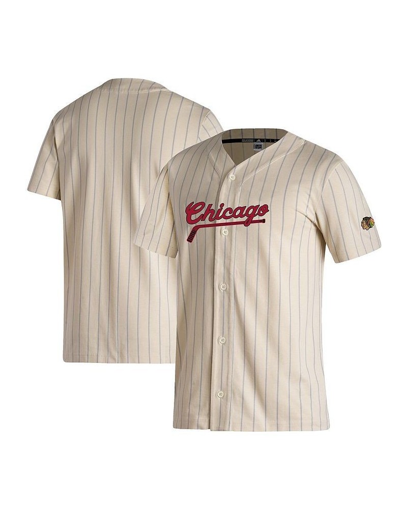 Men's White Chicago Blackhawks Baseball Button-Up Shirt $45.60 Shirts