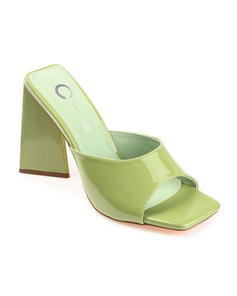 Women's Kammali Sculpted Heel Sandals Green $36.30 Shoes