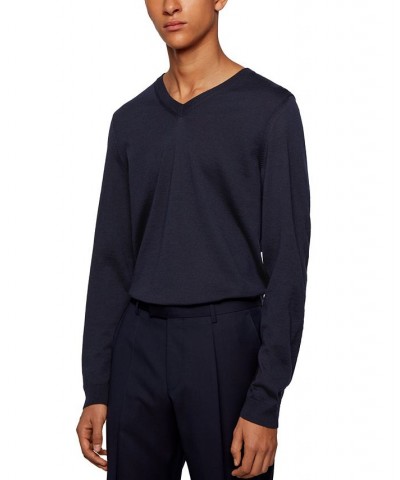 BOSS Men's V-Neck Wool Sweater Blue $46.28 Sweaters