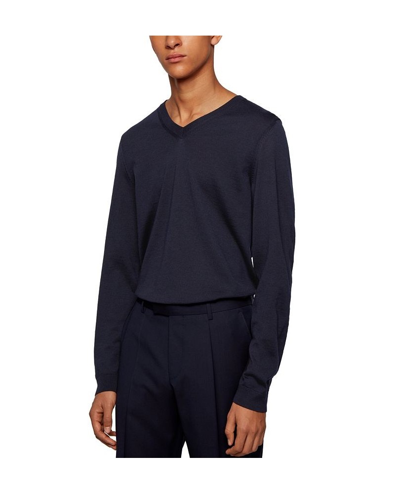 BOSS Men's V-Neck Wool Sweater Blue $46.28 Sweaters