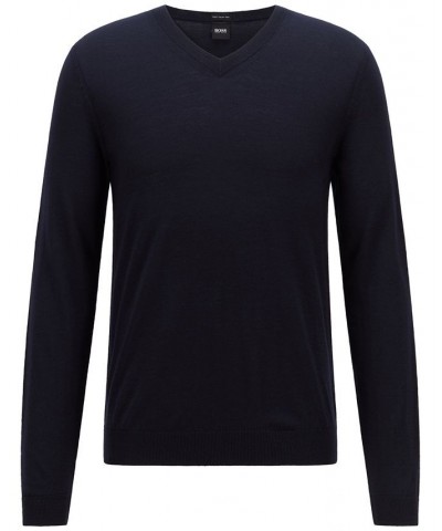 BOSS Men's V-Neck Wool Sweater Blue $46.28 Sweaters