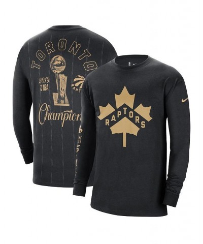 Men's Black Toronto Raptors 2021/22 City Edition Courtside Heavyweight Moments Long Sleeve T-shirt $21.50 T-Shirts