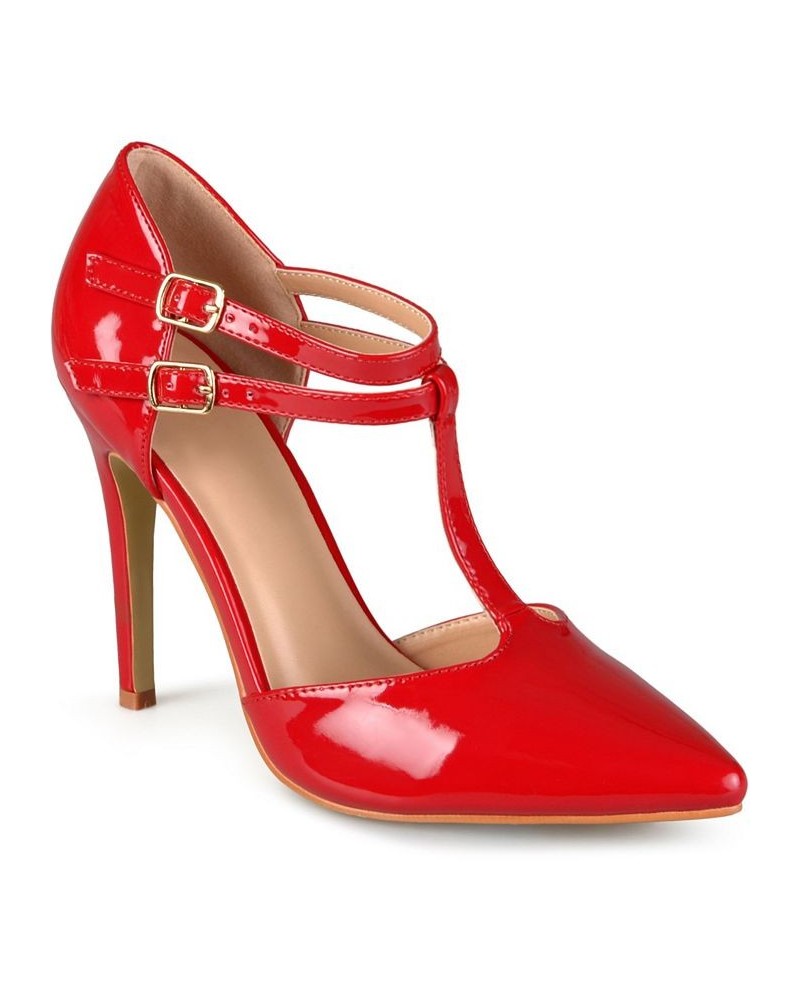 Women's Tru T-Strap Stilettos Red $49.00 Shoes