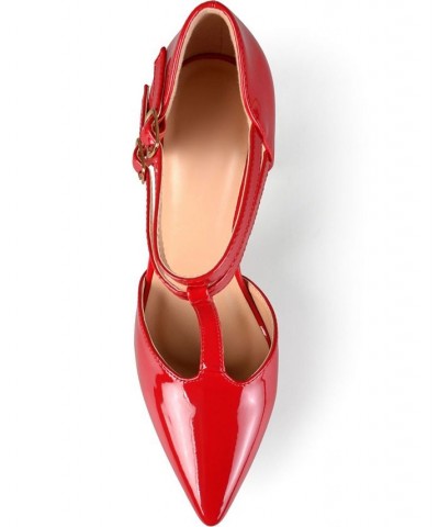 Women's Tru T-Strap Stilettos Red $49.00 Shoes