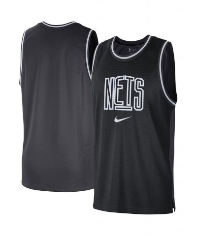 Men's Black, Anthracite Brooklyn Nets Courtside Versus Force Split DNA Performance Mesh Tank Top $27.88 T-Shirts