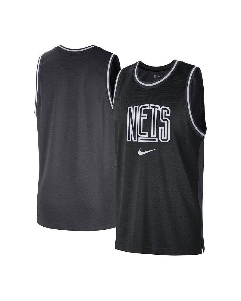 Men's Black, Anthracite Brooklyn Nets Courtside Versus Force Split DNA Performance Mesh Tank Top $27.88 T-Shirts