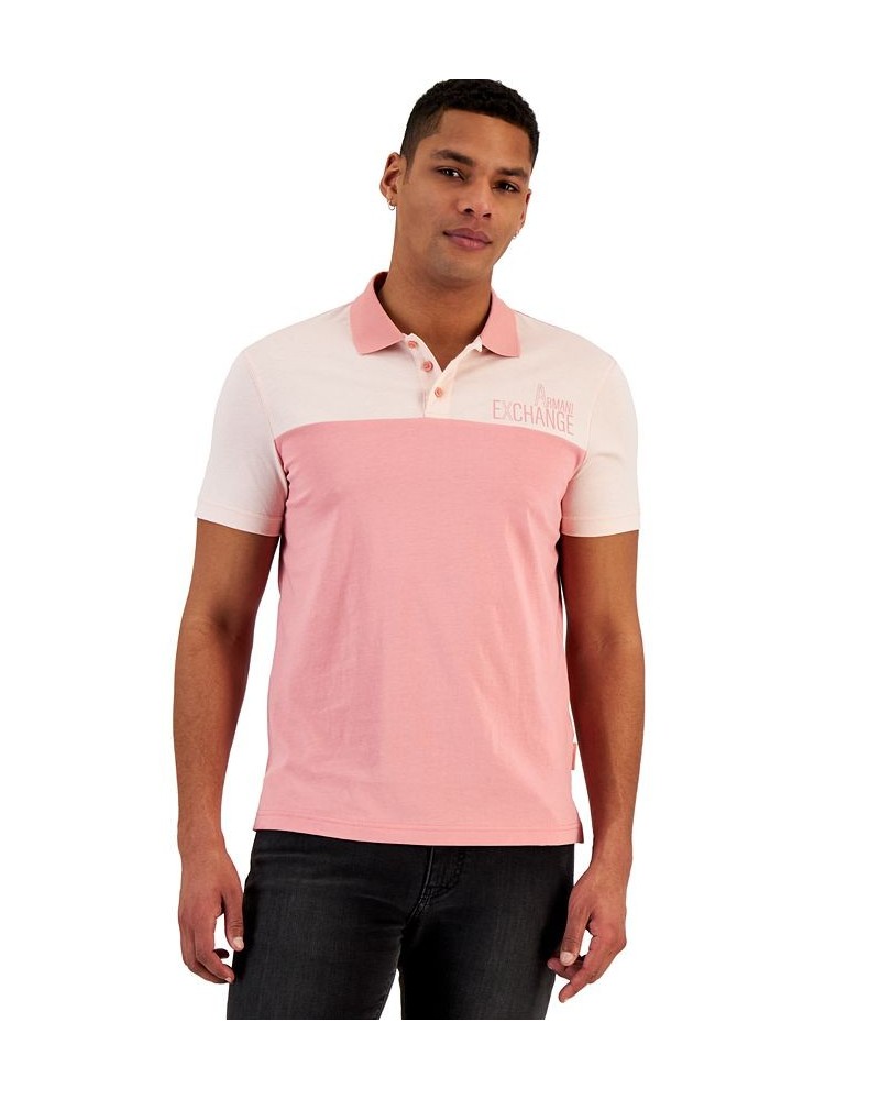Men's AX Colorblocked Polo Orange $29.12 Polo Shirts