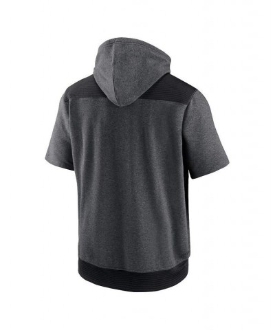 Men's Heathered Charcoal, Black Cincinnati Reds Authentic Collection Dry Flux Performance Quarter-Zip Short Sleeve Hoodie $36...