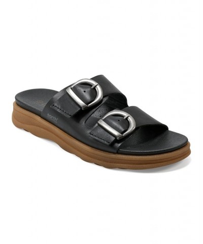 Women's Lory Strappy Casual Flat Slip-On Sandals Black $43.56 Shoes