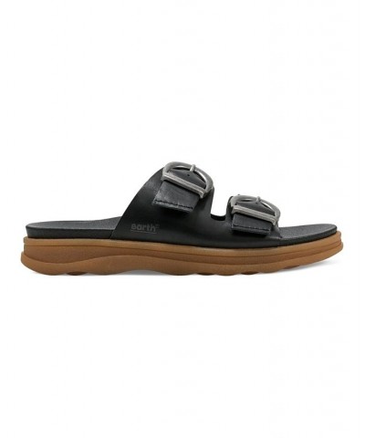 Women's Lory Strappy Casual Flat Slip-On Sandals Black $43.56 Shoes