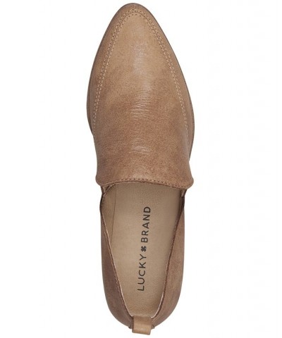 Women's Mahzan Chop-out Pointed Toe Loafers Tan/Beige $52.32 Shoes