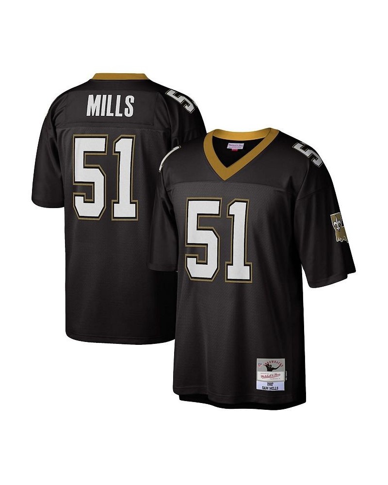 Men's Sam Mills Black New Orleans Saints 1987 Legacy Replica Jersey $85.00 Jersey