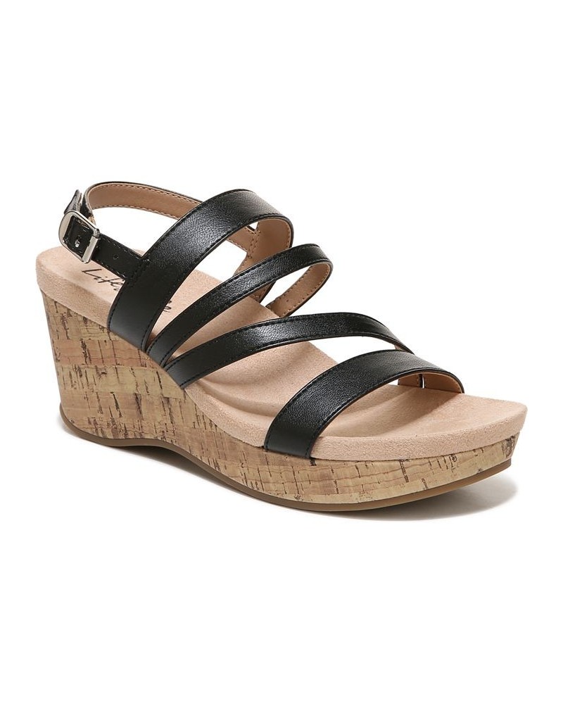 Discover Strappy Wedge Sandals Black $45.05 Shoes