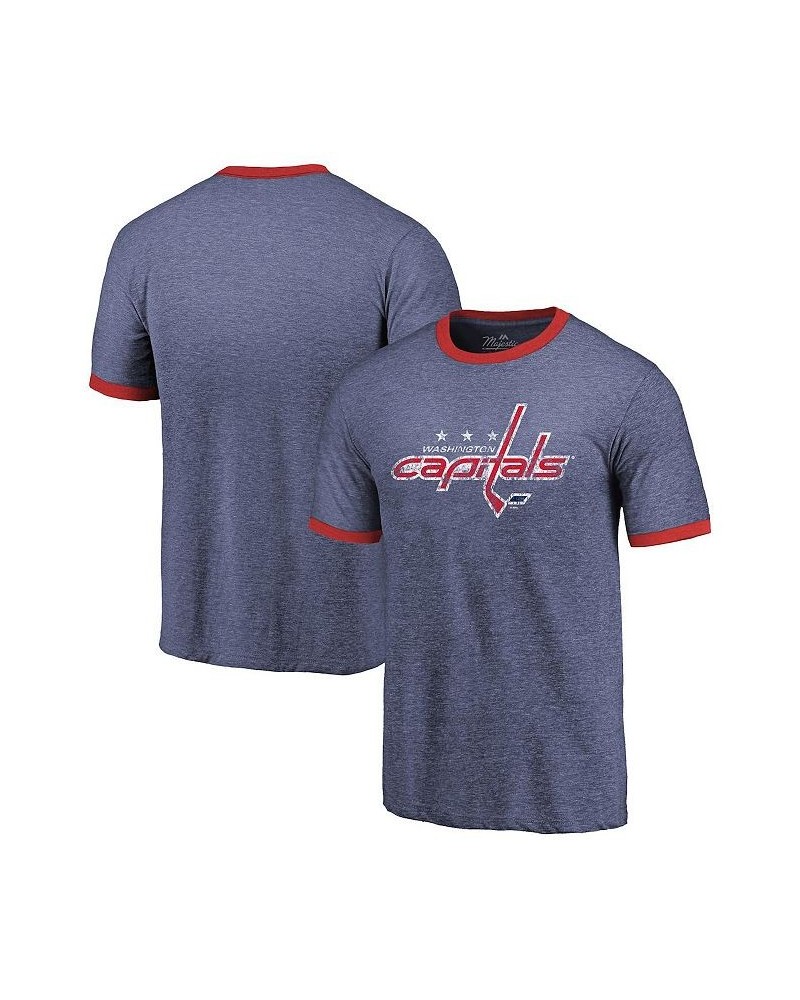 Men's Threads Heathered Navy Washington Capitals Ringer Contrast Tri-Blend T-shirt $27.92 T-Shirts