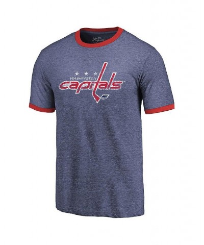 Men's Threads Heathered Navy Washington Capitals Ringer Contrast Tri-Blend T-shirt $27.92 T-Shirts