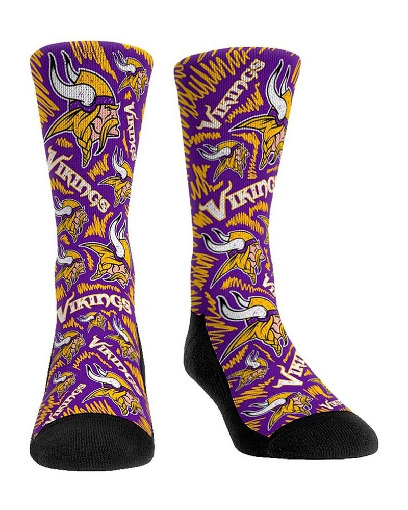 Men's Minnesota Vikings Logo Sketch Multi Crew Socks $13.49 Socks