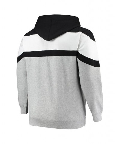 Men's Black, Heathered Gray Brooklyn Nets Color Block Wordmark Logo Big and Tall Full-Zip Hoodie $26.66 Sweatshirt