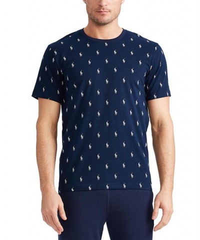 Men's Pony Print Sleep T-Shirt Blue $21.34 Pajama