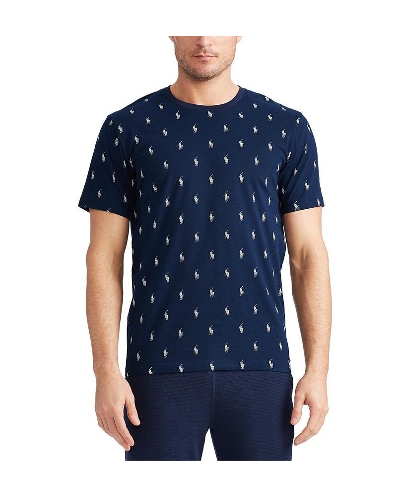 Men's Pony Print Sleep T-Shirt Blue $21.34 Pajama